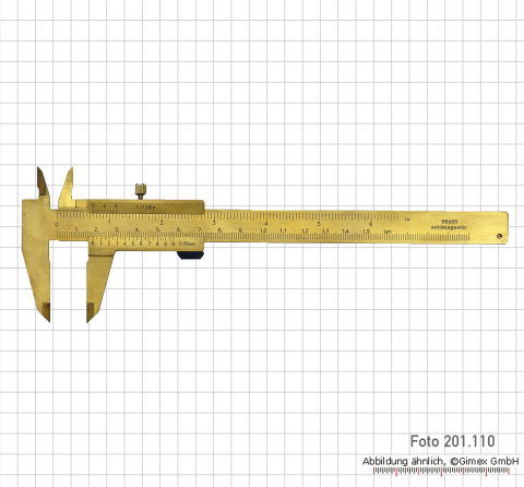 Vernier caliper made of brass, 150 x 0.05 mm