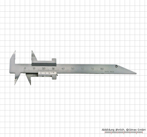 Messschieber mit spitzem Schnabel für Zahntechniker, INOX,  80 x 0,1mm