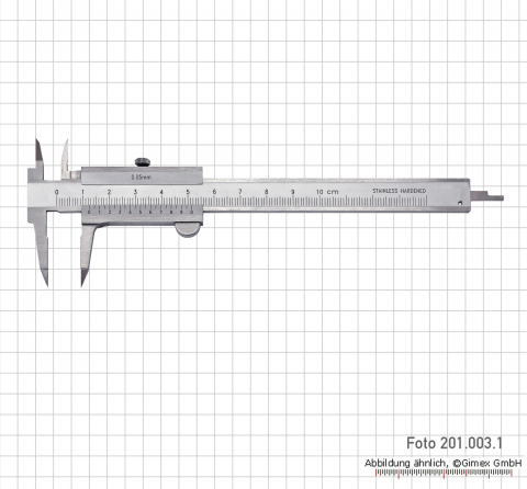 Small vernier caliper with point jaws, 100 mm