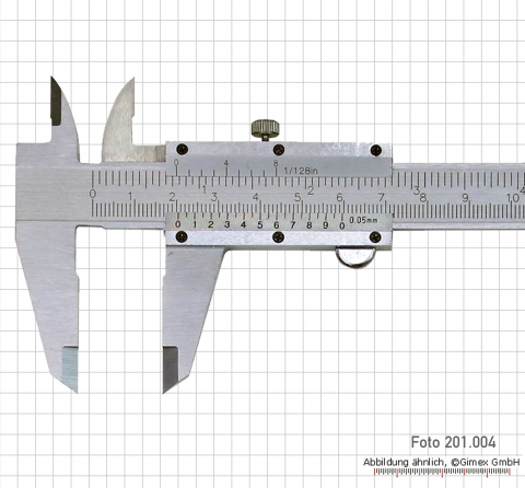 Vernier caliper, special steel, set screw, 200 x 0.05 mm / 8" x 1/128"