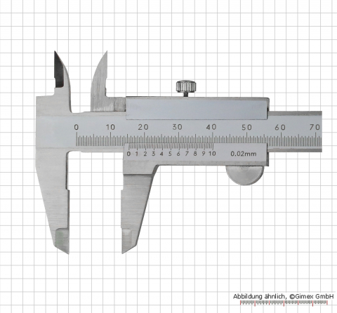 Small vernier caliper, 100 x 0.02 mm, INOX, monoblock, set screw