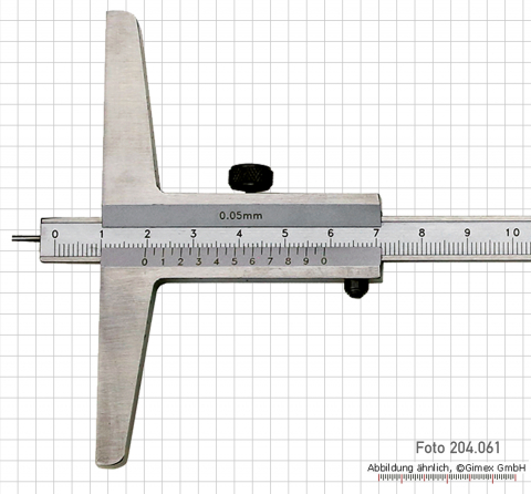 Depth vernier caliper with needle point 200 x 100 mm, 0.05 mm, INOX