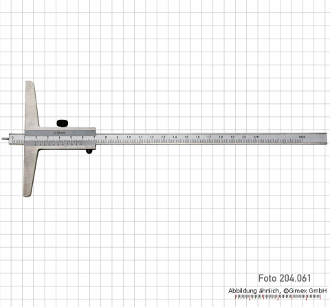 Prec. depth vernier calipers with needle point 200 x 100 mm