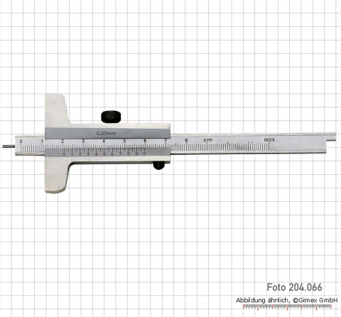 Depth vernier caliper  with needle point, convertable, 80 x 50 x 0.05 mm