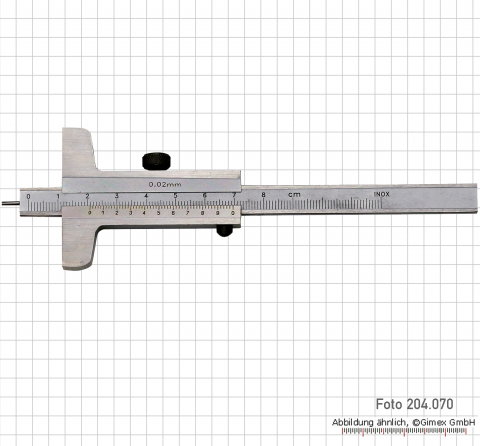 Depth vernier caliper with needle point, 80 x 50 x 0.02 mm, INOX