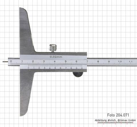 Depth vernier caliper with needle point, 300 x 150 x 0.02 mm, INOX