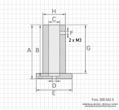 Depth measuring Base, round, D = 25 mm, L = 58 mm