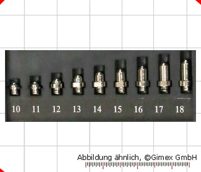 Messbolzen-Set für Innen-Feinmessgerät 10 - 18 mm, 9 tlg.