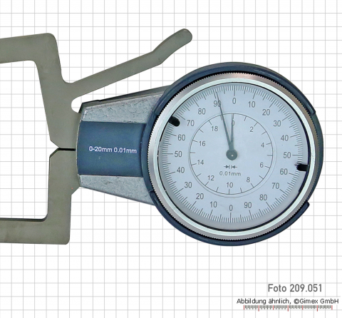 Caliper gauge for outside measurements,  0 - 20 mm