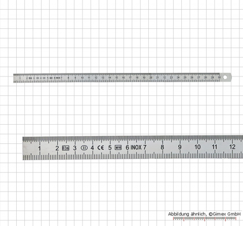 Steel ruler, INOX, flexible pattern,  300x13x0,5 mm