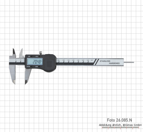 Digital calipers, with roller, 150 mm (round bar)