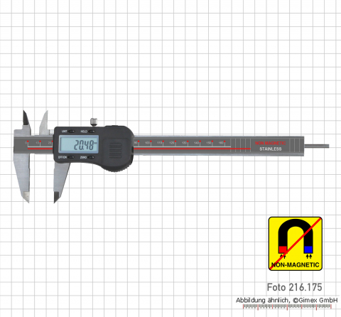 Digital caliper, 200 mm, non magnetic