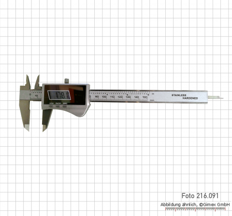 Digital pocket caliper with solar cell, 200 mm