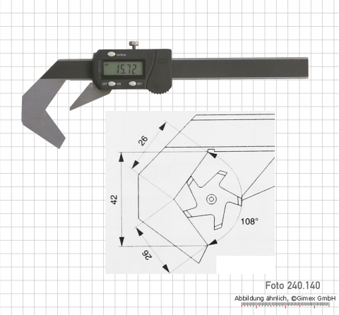 Dig. 5-point vernier calipers 2 - 40 mm