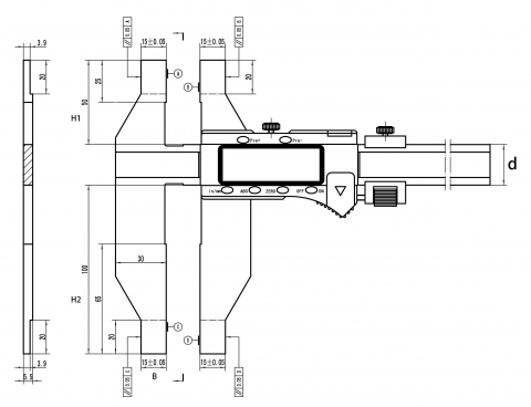 Digital universal caliper, 0 - 1000 mm