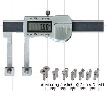 Digital uni caliper 3V with exch. measuring tips, 0-150 mm, M5