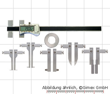 Digital universal caliper, 0 - 200 mm, with 5 pair inserts