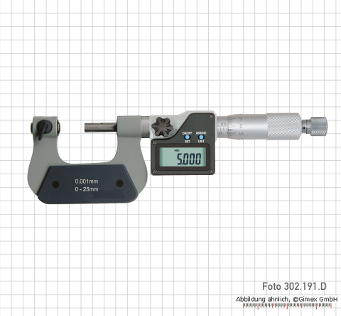 Dig. thread micrometers, IP 65,  0 - 25 mm