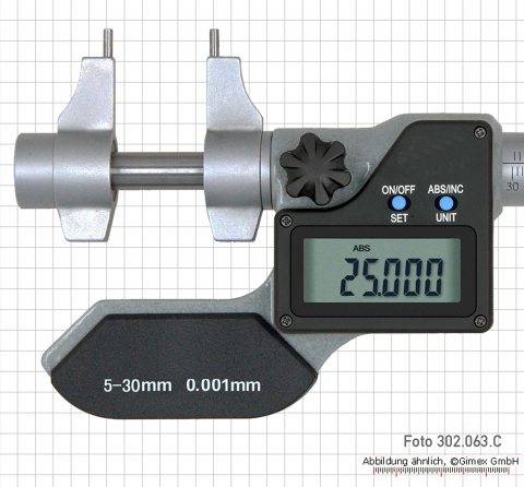 Digital inside micrometer, round measuring face, IP65,   5 - 30 mm
