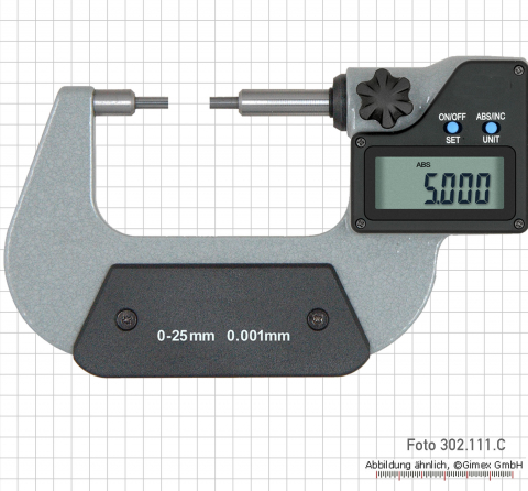 Digital micrometers with stepped measuring faces,IP65, 0 - 25 mm