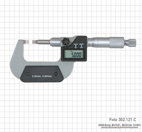 Dig.-Bügelmessschrauben zur Nutenmessung, IP65, 25 - 50 mm