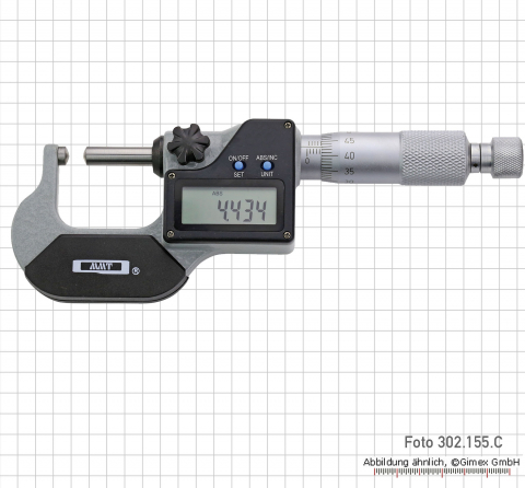 Dig.-Tube Micrometer, IP65, 0-25 mm, doubleside spherically