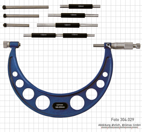 Micrometer with exchangable anvils, 0 - 100 mm