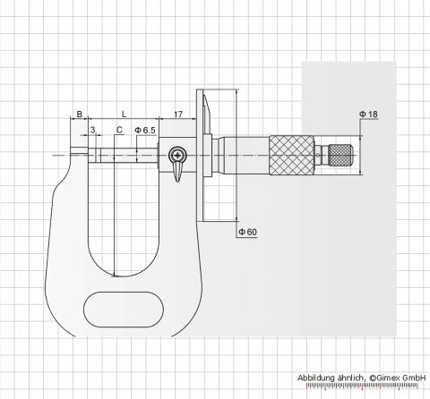 Sheet metal micrometer 0 - 25 mm