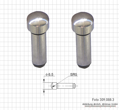 Einsatzpaar f. Uni-Micrometer, rund (gewölbt)