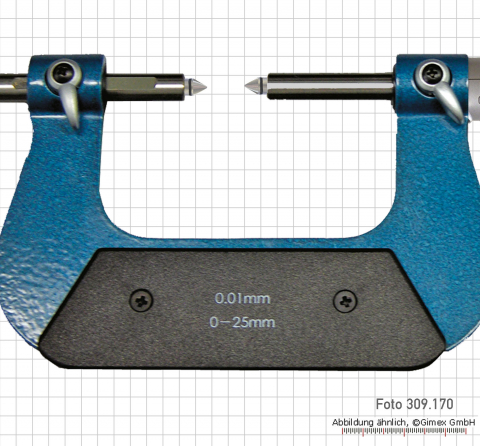 Universal micrometer with moveable anvils,  0 - 25 mm