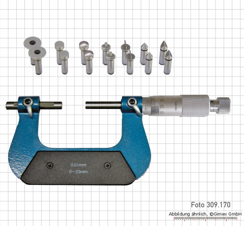 Universal micrometer with moveable anvils, 125 - 150 mm