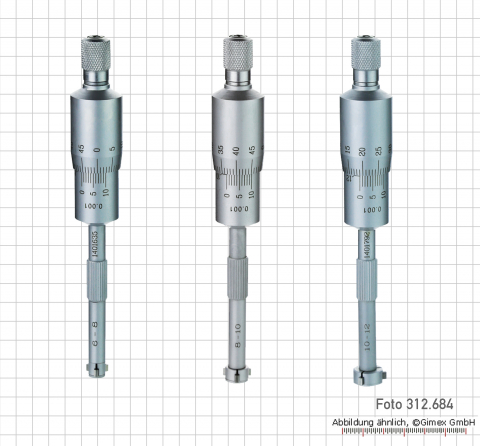 Three point internal micrometer set,  6-12 mm