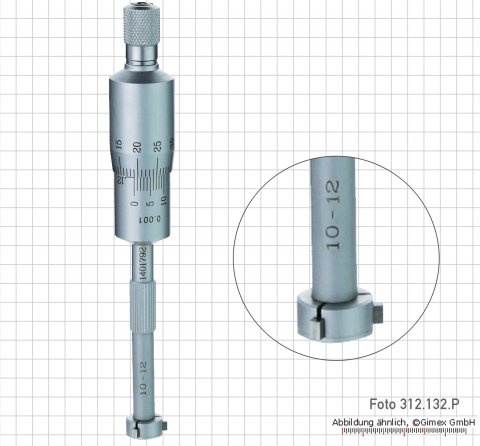 Three point internal micrometer,  10 - 12 mm