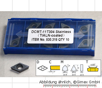 Wendeschneidplatte DCMT-11T304, rostfreie Stahl, fein