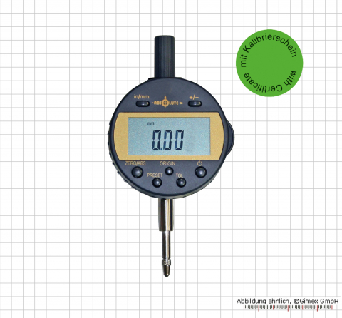 Digital dial indicator, 12.75 x 0.01 mm, IP 54 with certificate