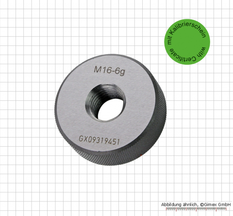 Thread ring gauge with certificate,  M 20 x 0.75