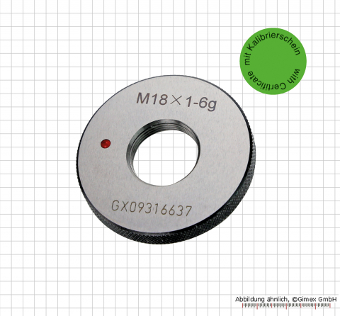 Thread ring gauge NOGO with certificate,  M 16 x 1.5