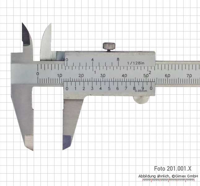 Small vernier caliper, 100 x 0.05 mm/4" x 1/128, INOX, monoblock