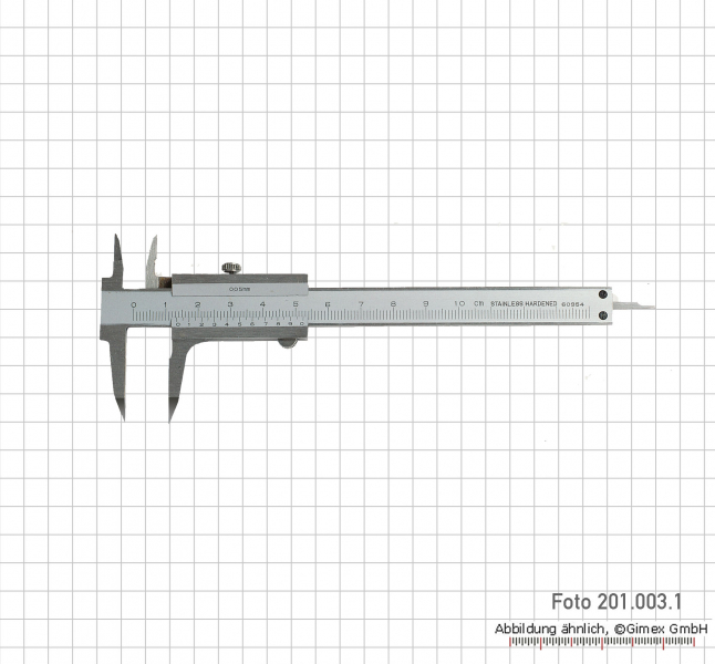 Small vernier caliper, 100 x 0.05 mm, INOX, monoblock, with point jaws
