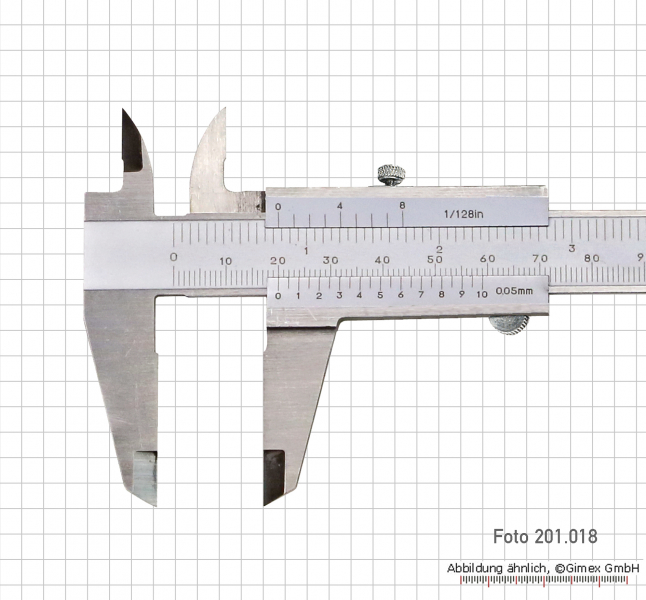 Vernier caliper,  INOX, set screw, 200 x 0.05 mm / 8" x 1/128"