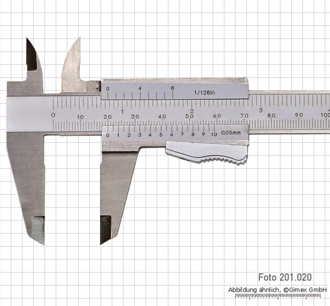 Vernier caliper,  INOX, auto lock, 200 x 0.05 mm / 8" x 1/128"