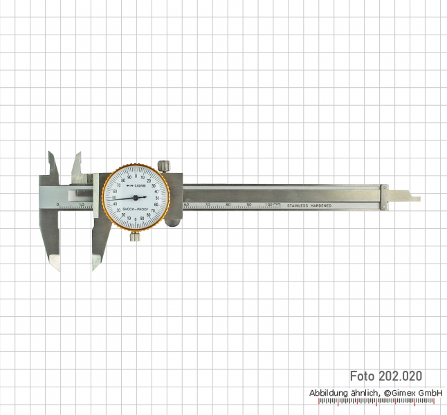 Uhren-Messschieber, 100 x 0,02 mm