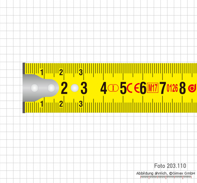 Measuring tape,  5 m, EG class  II, nylon coated
