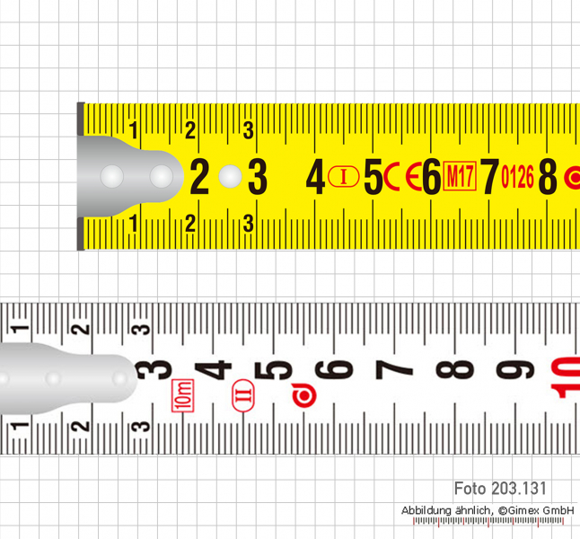 Measuring tape,  3 m, EG class  II, nylon coated, two side mm scale