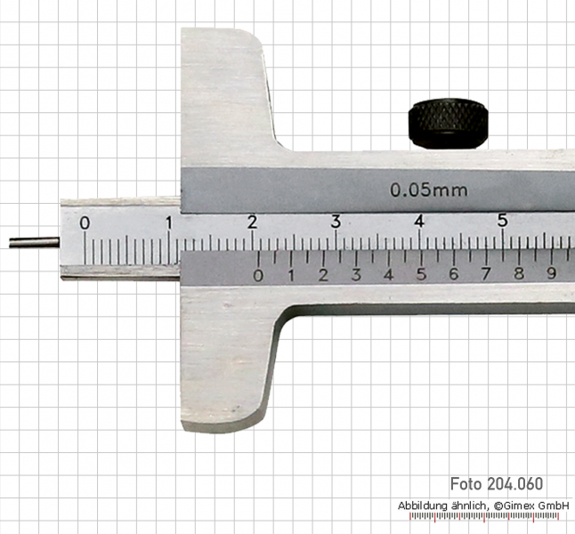 Depth vernier caliper with needle point  80 x 50 mm, 0.05 mm, INOX