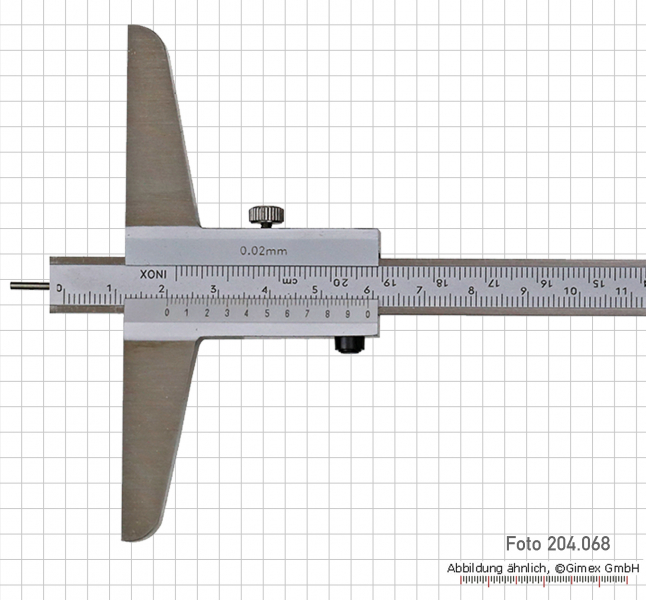 Tiefenmaß mit Stiftspitze und umsteckbar, 200 x 100 x 0,02 mm, INOX