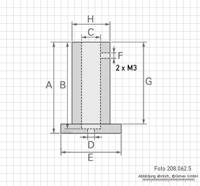 Depth measuring Base, round, D = 25 mm, L = 38 mm