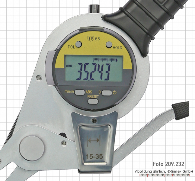 Digital caliper gauge for inside measurements IP 65,  55 - 75 mm