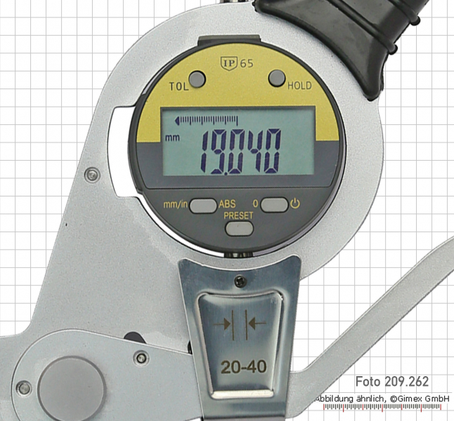 Digital caliper gauge for outside measurements IP 65,  60 - 80 mm