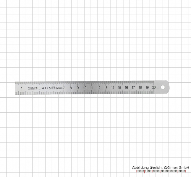 Steel ruler, INOX, rigid pattern,  200x19x1,0 mm